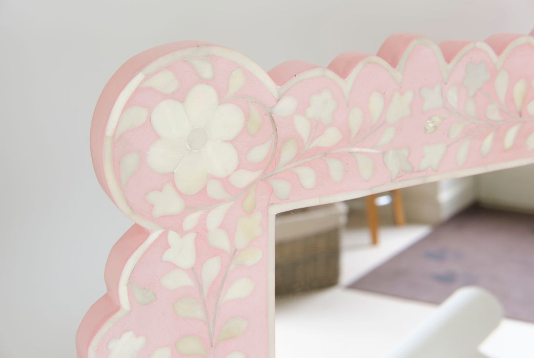 Large Scalloped Mirror - Pretty in Pink